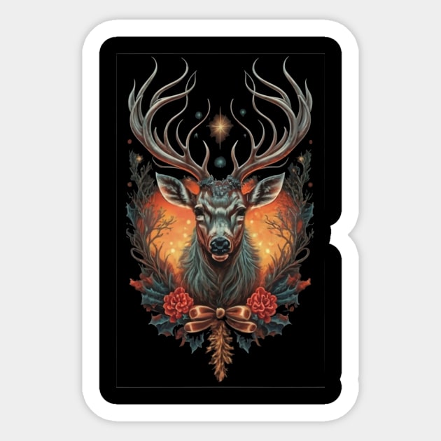 Dark Deer Christmas Sticker by Word and Saying